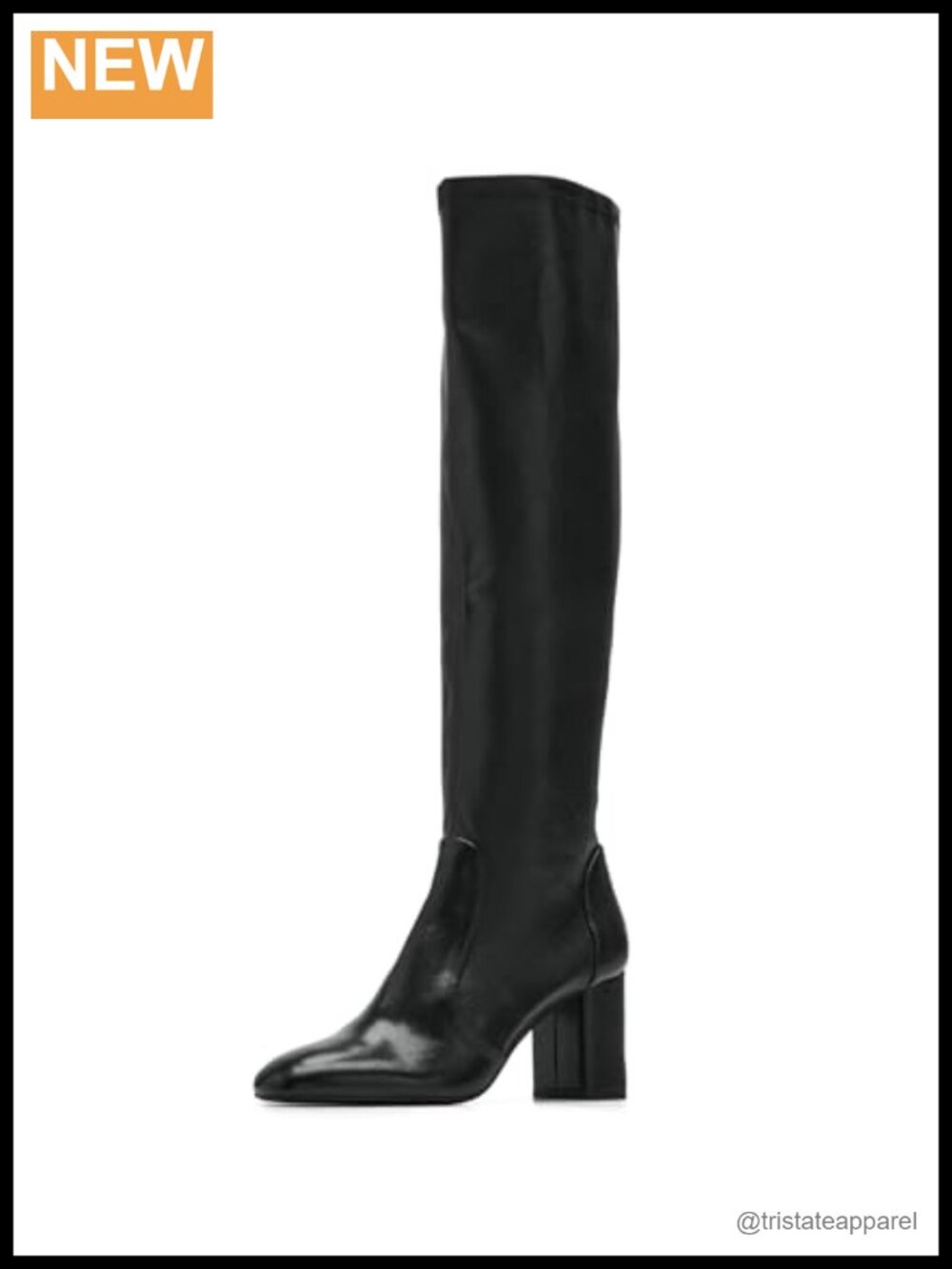 Knee High Leather Pull-On Boots Block Heel Made in Spain